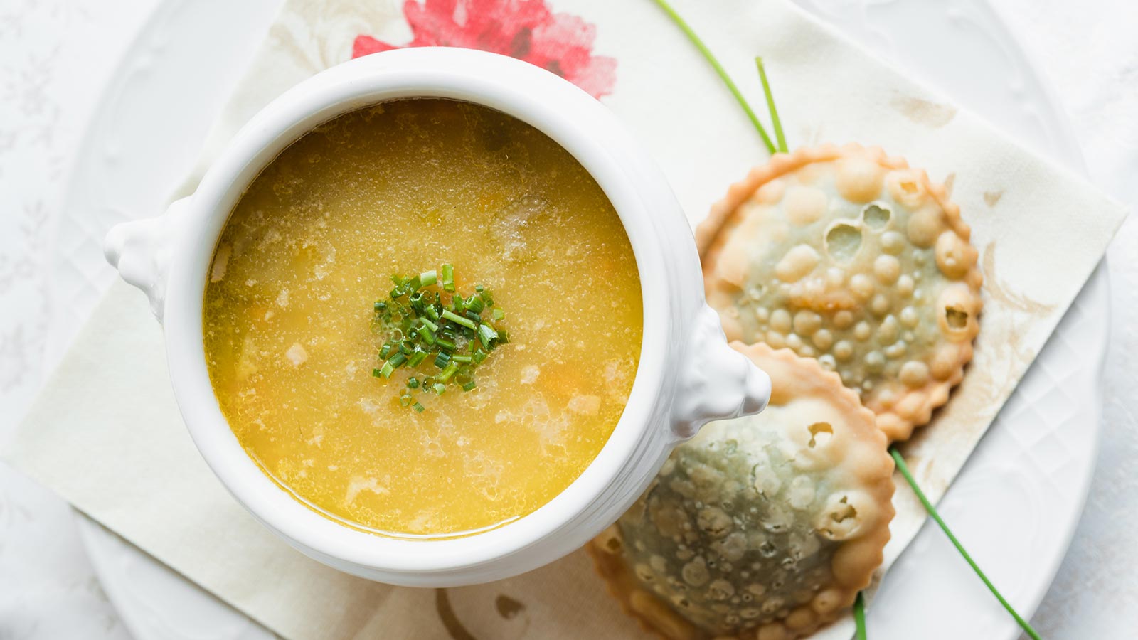 Dettaglio di una zuppa presso il ristorante a Passo Campolongo